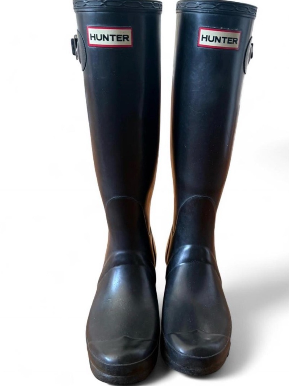 Hunter Black Tall Rubber Rain Boots with Logo
